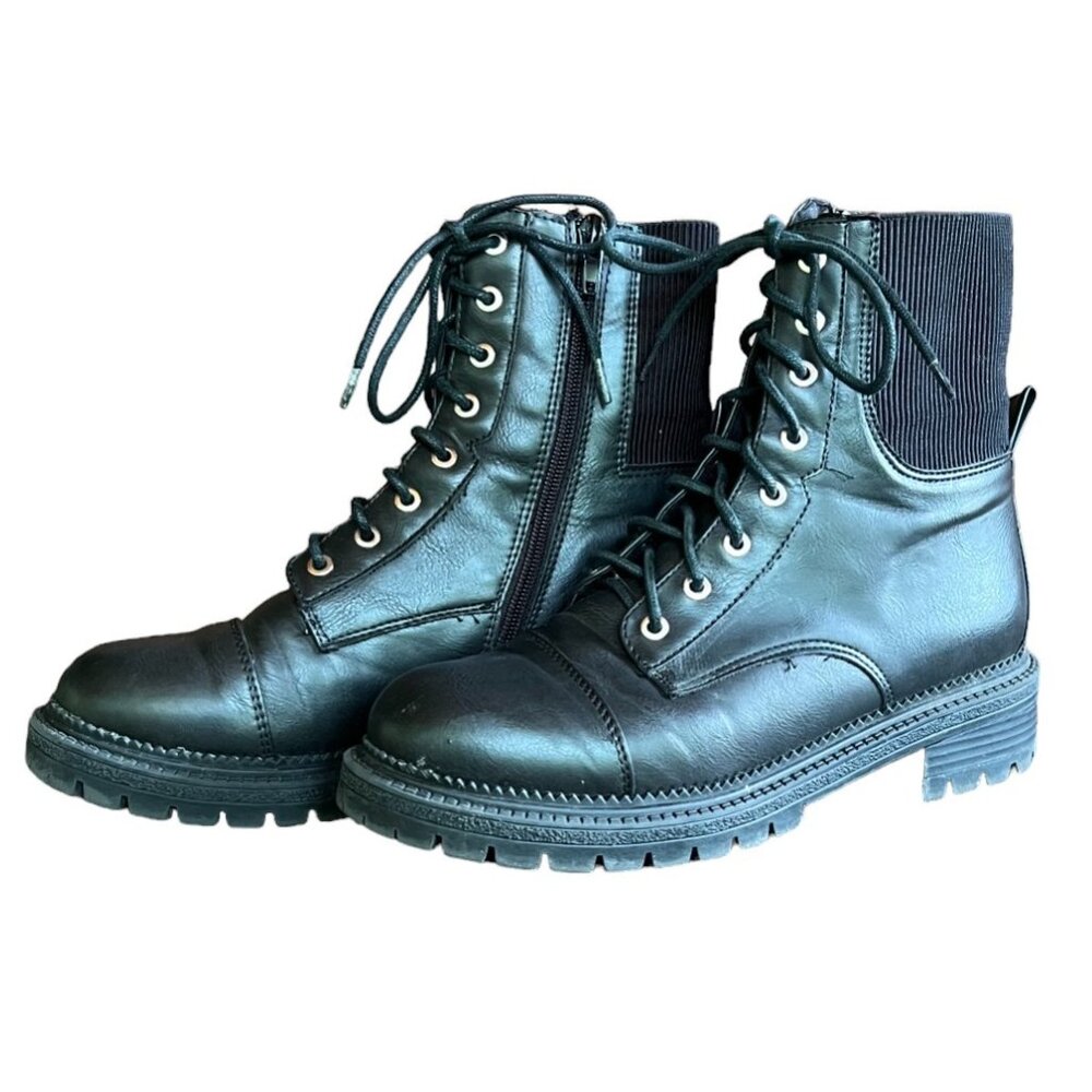 Women's Rock & Candy by ZiGi Black Lace-Up Combat Boots, Size US 7
